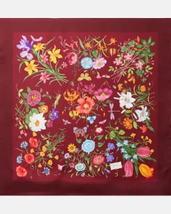 Tuch Gucci Flora aus Seiden-Twill Burgunderrot