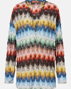 Tunika aus Häkelstrick Multicolor