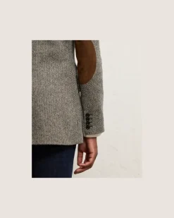 Tweedjacke Preston mit Fischgratmuster Black