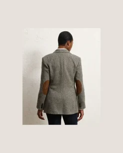 Tweedjacke Preston mit Fischgratmuster Black