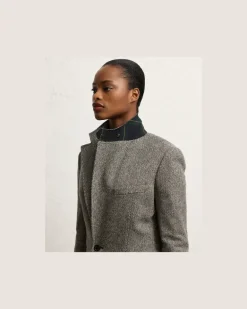 Tweedjacke Preston mit Fischgratmuster Black