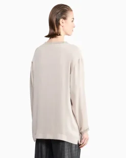 Twin-Set aus doppelt genähtem Seiden-Georgette Grau