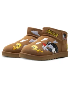 Ultra Mini Stiefel mit Stickerei - Braun