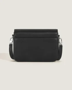 Umhängetasche mit Federdetail aus Soft Leder - Schwarz - Leder - MB199831 - Messenger Bags