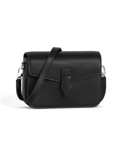 Umhängetasche mit Federdetail aus Soft Leder - Schwarz - Leder - MB199831 - Messenger Bags