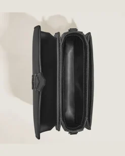 Umhängetasche mit Federdetail aus Soft Leder - Schwarz - Leder - MB199831 - Messenger Bags