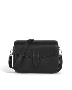 Umhängetasche mit Federdetail aus Soft Leder - Schwarz - Leder - MB199831 - Messenger Bags