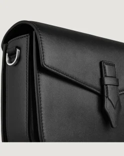 Umhängetasche mit Federdetail aus Soft Leder - Schwarz - Leder - MB199831 - Messenger Bags