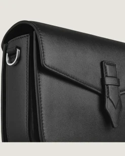 Umhängetasche mit Federdetail aus Soft Leder - Schwarz - Leder - MB199831 - Messenger Bags