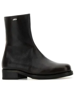 Unisex Deep Americano Leather Stivali Boot Black