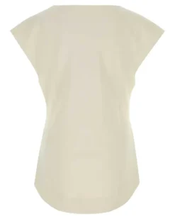 Unisex Deep Vee Tank Top Beige Polyester Wool Lycra Sweater
