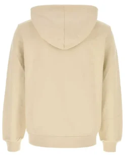 Unisex Logo-Embroidered Stretch Cotton Sweatshirt Beige Elastane Sweater