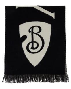Unisex Logo Intarsia Wool Scarf Black