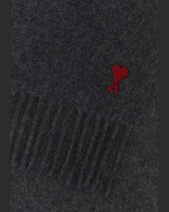 Unisex Wool-Blend Fringed Scarf Gray