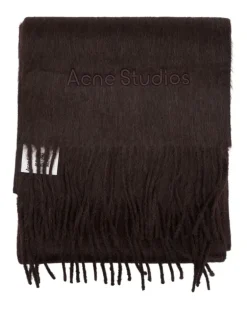 Unisex Wool Fringed Scarf Brown