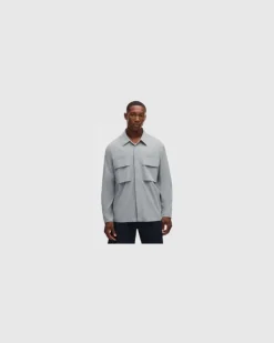 Unshaken Langarmshirt mit Kragen für Männer – Größe in Feather Grey