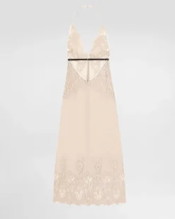 Unterrock Aus Georgette Mit Details Aus Spitze - Frau Unterwäsche Beige