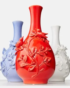 Vase 3D Birds Weiß