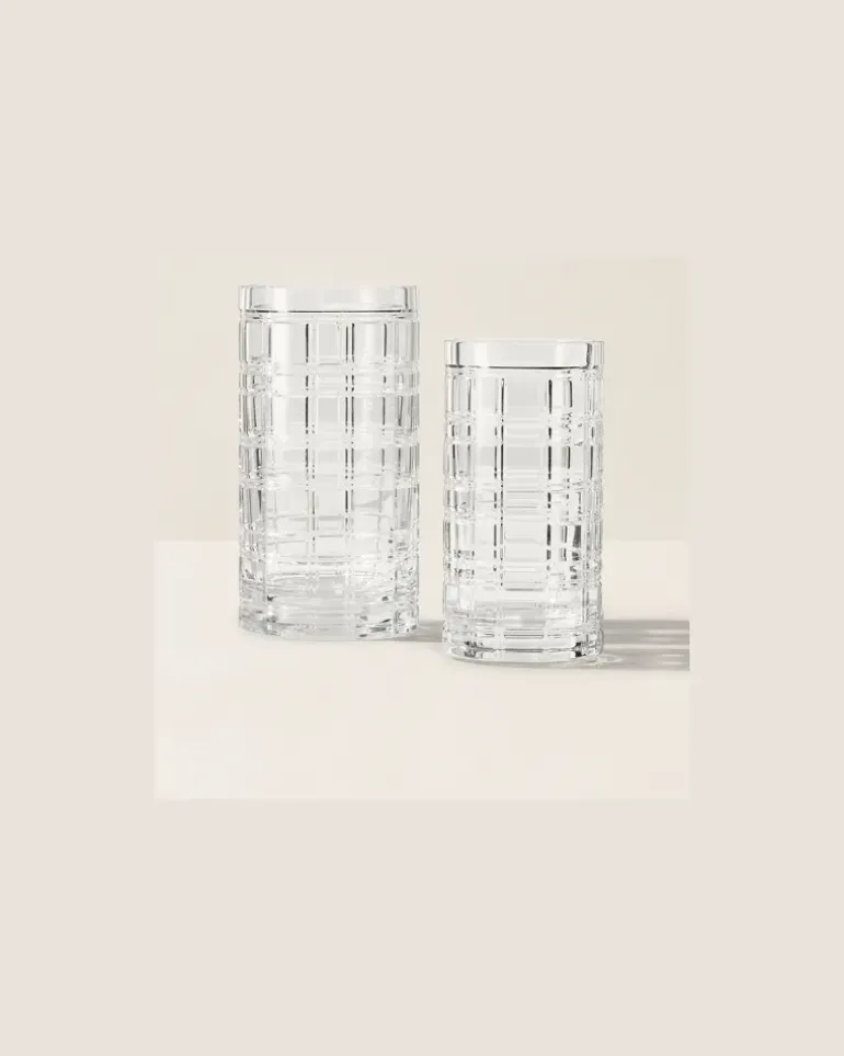 Vase Hudson mit Karomuster Clear