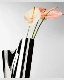 Vase Lituus Large aus Edelstahl Silber