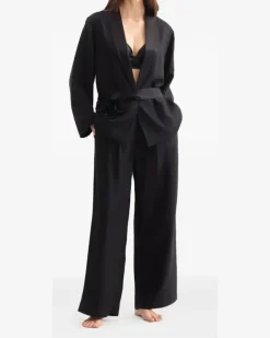 Velours Lounge-Cardigan mit geometrischem Muster - Schwarz