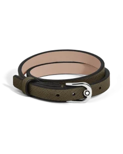 Verstellbares Armband Horseshoe aus Sartorial Leder - Khaki - Leder - MB136930 - Armbänder