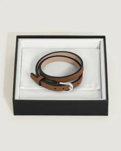 Verstellbares Armband Horseshoe aus Sartorial Leder - Rehbraun - Leder - MB136936 - Armbänder