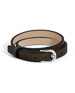 Verstellbares Armband Horseshoe aus Sartorial Leder - Tabak - Leder - MB136929 - Armbänder