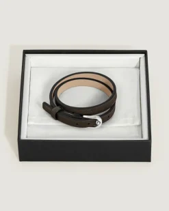 Verstellbares Armband Horseshoe aus Sartorial Leder - Tabak - Leder - MB136929 - Armbänder