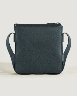 Vertikale Messenger Bag aus Sartorial Leder - Tweed-Blau - Leder - MB222459 - Messenger Bags