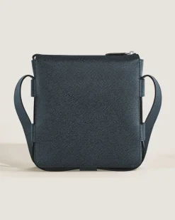 Vertikale Messenger Bag aus Sartorial Leder - Tweed-Blau - Leder - MB222459 - Messenger Bags