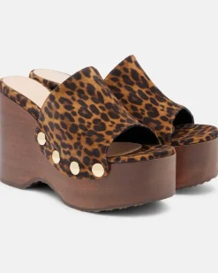 Verzierte Clogs Ardéa aus Veloursleder Braun