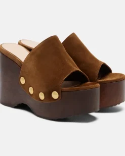 Verzierte Clogs Ardéa aus Veloursleder Braun