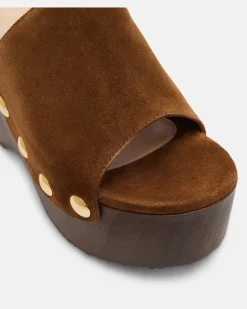 Verzierte Clogs Ardéa aus Veloursleder Braun