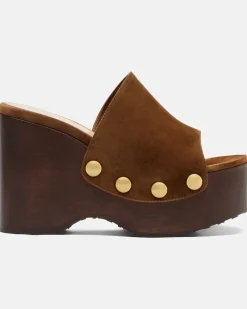 Verzierte Clogs Ardéa aus Veloursleder Braun