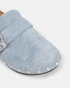 Verzierte Clogs Mellow aus Veloursleder Blau