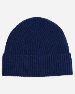 Verzierte Mütze aus Kaschmir Blau