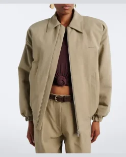 Verzierter Kaftan aus einem Seidengemisch GrüN