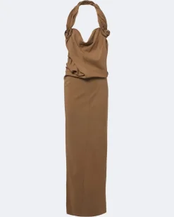Verzierter Kaftan aus einem Seidengemisch Braun