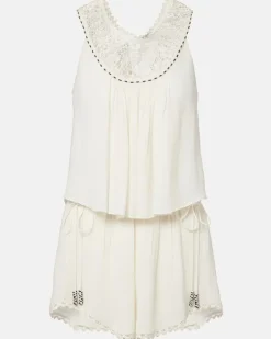 Verzierter Playsuit Nilany aus Seide Weiß