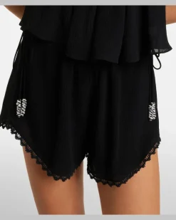 Verzierter Playsuit Nilany aus Seide Schwarz
