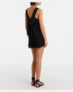 Verzierter Playsuit Nilany aus Seide Schwarz