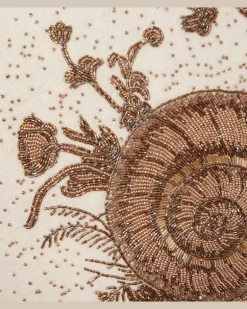 Verziertes Kissen Botanist aus Leinen Weiß