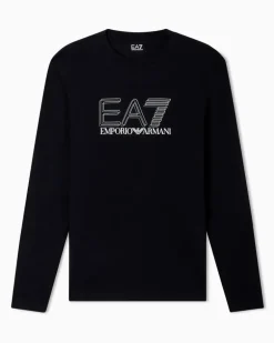 Visibility Langarmshirt aus Baumwollstretch-Jersey Schwarz