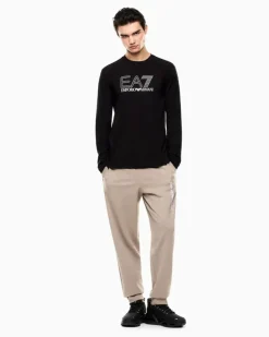 Visibility Langarmshirt aus Baumwollstretch-Jersey Schwarz