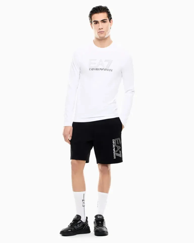 Visibility Langarmshirt aus Baumwollstretch-Jersey Weiß
