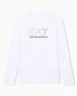Visibility Langarmshirt aus Baumwollstretch-Jersey Weiß