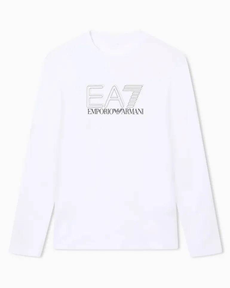 Visibility Langarmshirt aus Baumwollstretch-Jersey Weiß