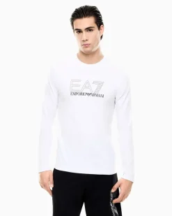 Visibility Langarmshirt aus Baumwollstretch-Jersey Weiß