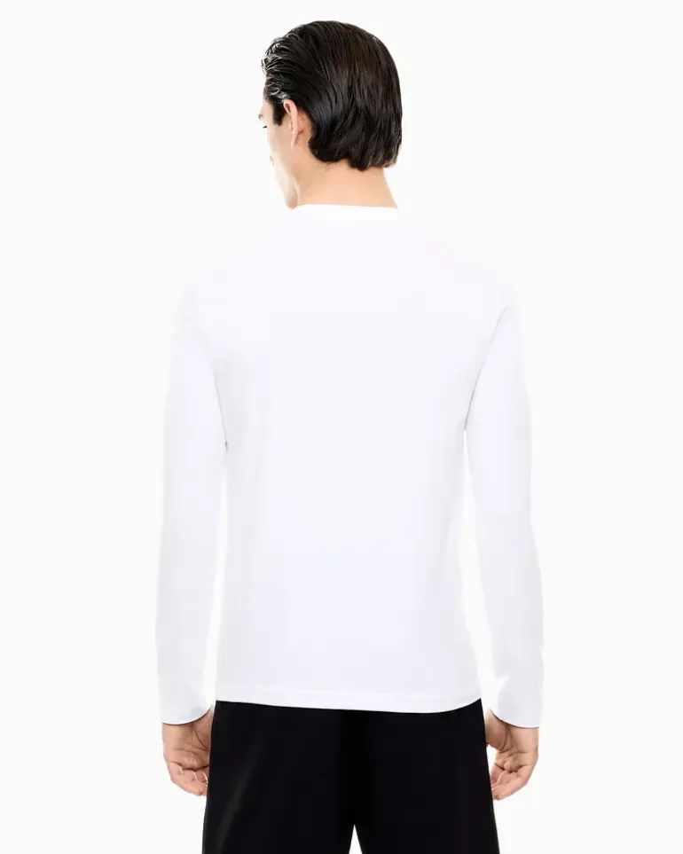 Visibility Langarmshirt aus Baumwollstretch-Jersey Weiß
